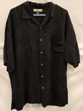 Tommy Bahama Silk Button Up Shirt Men's Short Sleeve Sz XL Hawaiian Leaves